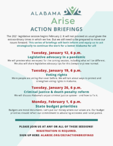 Alabama Arise action briefings flyer